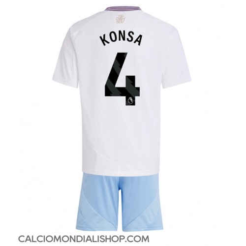 Maglie da calcio Aston Villa Ezri Konsa #4 Seconda Maglia Bambino 2024-25 Manica Corta (+ Pantaloni corti)